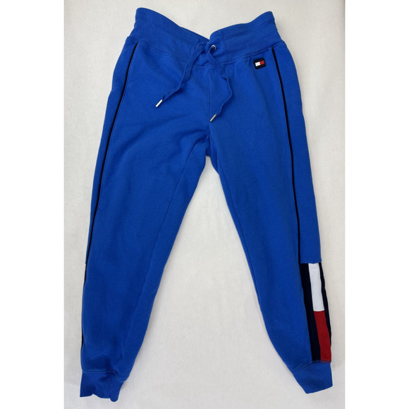 Tommy Hilfiger 2010-era Joggers Logo Blue Red Low Rise Sporty Athleisure Small - Picture 1 of 9